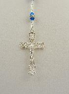 Rosario de cristal de de plata y zafiro azul