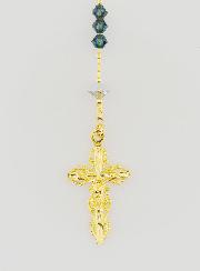 Rosario de Cristal Azul y Chapado en Oro de 18k