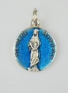Medalla de Santa María Magdalena Plateada y Esmalte Azul - 18 mm