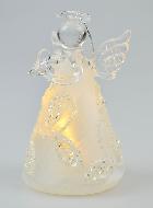 Ángel navideño de cristal luminoso de 8 cm - Decoración de hojas