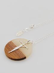 Collar Religioso de Plata - Círculo de Madera Resina y Cruz de Cristo