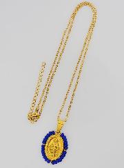 Collar religioso y medalla milagrosa - Cuentas azul marino
