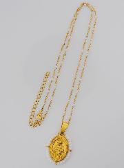 Collar religioso de cuentas y medalla milagrosa - Blanco