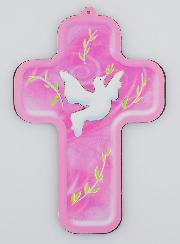Cruz de Confirmación - Paloma del Espíritu Santo - Rosa