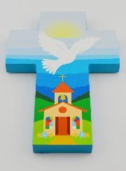 Cruz de Confirmación en Madera - Paloma del Espíritu Santo