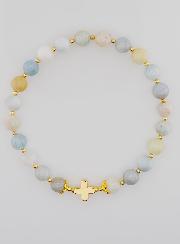 Pulsera con Cruz - Aguamarina de 6 mm