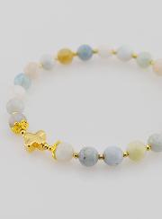 Pulsera con Cruz - Aguamarina de 6 mm