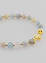 Pulsera con Cruz - Aguamarina de 6 mm