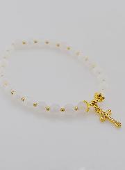 Pulsera en Piedra de Luna y Cruz - 6 mm