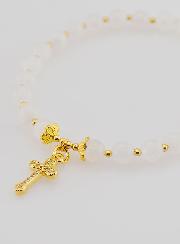 Pulsera con Cruz - Piedra de luna de 6 mm