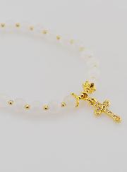 Pulsera con Cruz - Piedra de luna de 6 mm