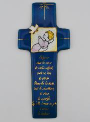 Cruz de Bautismo para Niña y Oración en Esmaltes Libaneses