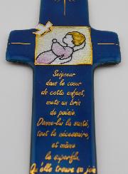 Cruz de Bautismo para Niña y Oración en Esmaltes Libaneses