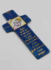 Cruz de Bautismo para Niña y Oración en Esmaltes Libaneses