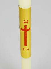 Vela de bautizo color marfil y dorado - 50 cm