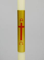 Vela de bautizo color marfil y dorado - 50 cm