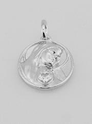 Medalla de Plata y Circón del Sagrado Corazón de María - 19 mm