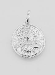 Medalla de Plata y Circonita del Sagrado Corazón de Jesús - 19 mm