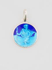 Medalla de San Cristóbal en Plata y Esmalte - 12 mm