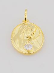 Medalla del Sagrado Corazón de María bañada en oro y circonitas - 19 mm