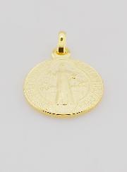 Medalla de San Benito bañada en oro - 16 mm
