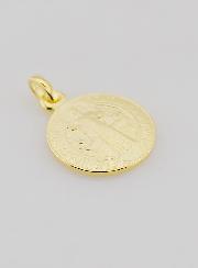 Medalla de San Benito bañada en oro - 16 mm