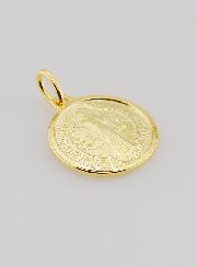 Medalla de San Benito bañada en oro con bordes - 18 mm