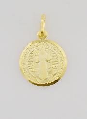 Medalla de San Benito bañada en oro - 14 mm