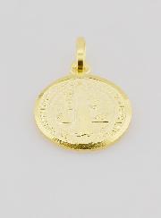 Medalla de San Benito bañada en oro - 14 mm