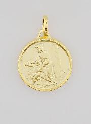 Medalla del Ángel de la Guarda y el Niño Jesús bañada en oro - 18 mm