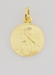 Medalla Virgen en Oración bañada en oro - 16 mm