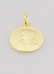 Medalla Virgen en Oración bañada en oro - 16 mm