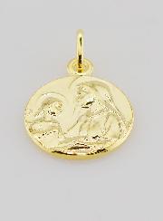 Medalla de Santa Ana y la Virgen María bañada en oro - 16 mm