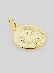 Medalla de Santa Ana y la Virgen María bañada en oro - 16 mm