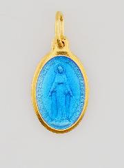 Medalla Milagrosa en Plata Dorada y Esmalte - 17 mm