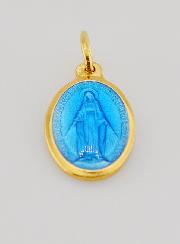 Medalla Milagrosa en Plata Dorada y Esmalte - 17 mm