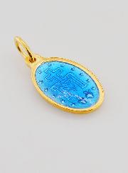Medalla Milagrosa en Plata Dorada y Esmalte - 17 mm