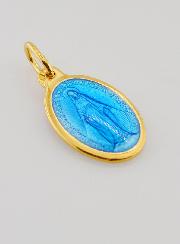 Medalla Milagrosa en Plata Dorada y Esmalte - 17 mm