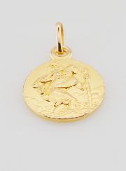 Medalla de San Cristóbal bañada en oro - 14 mm