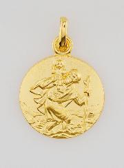 Medalla de San Cristóbal bañada en oro - 18 mm