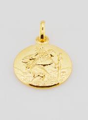 Medalla de San Cristóbal bañada en oro - 18 mm