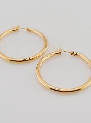 Pendientes de aro tubulares de 3 mm chapados en oro - 40 mm