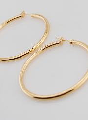 Pendientes de aro tubulares de 3 mm chapados en oro - 50 mm