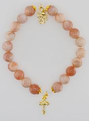 Pulsera de Piedra Solar de 8 mm - Ángel y Cruz