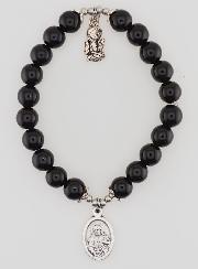 Pulsera de Ágata Negra de 8 mm - Nuestra Señora del Monte Carmelo