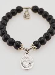 Pulsera de Ágata Negra de 8 mm - Nuestra Señora del Monte Carmelo