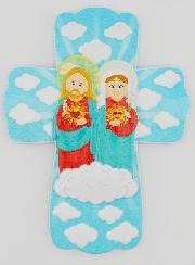 Cruz Infantil Colgante - Sagrados Corazones de Jesús y María
