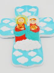 Cruz Infantil Colgante - Sagrados Corazones de Jesús y María