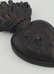 Mural Ex voto Corazón Florido Negro y Bronce - 13 cm