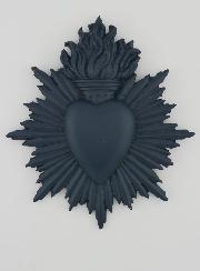Mural Ex voto Corazón Radiante 17 cm - Azul Grisáceo